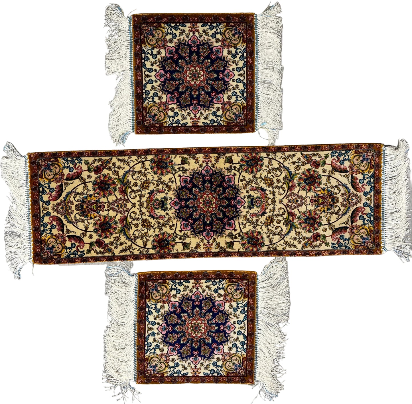 Silk Medallion Table Rug Set – 3 Piece Decorative Collection