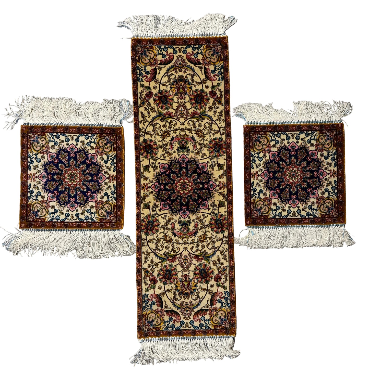 Silk Medallion Table Rug Set – 3 Piece Decorative Collection
