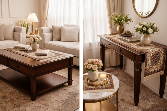 Silk Medallion Table Rug Set – 3 Piece Decorative Collection